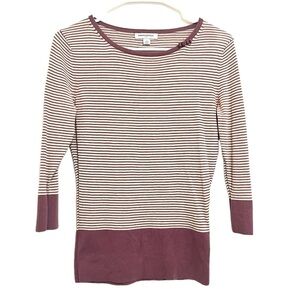 2/$30 Banana Republic - Purple White Striped Lightweight Sweater Top Bow Accent